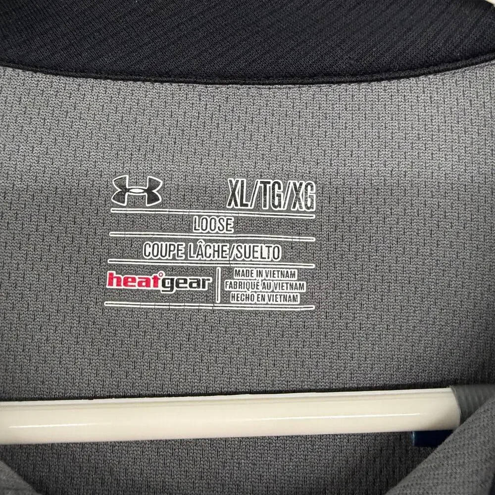 Under Armour Men's XL HeatGear Tech Textured Stripe Polo Shirt Gray - Picture 6 of 15